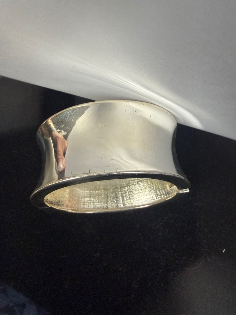 Polished Silver-Tone Curved Cuff Bracelet